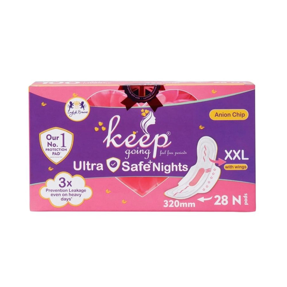 EB Keep Going Ultra Safe+ Nights Sanitary Pads 320mm Pack of 28 Pads